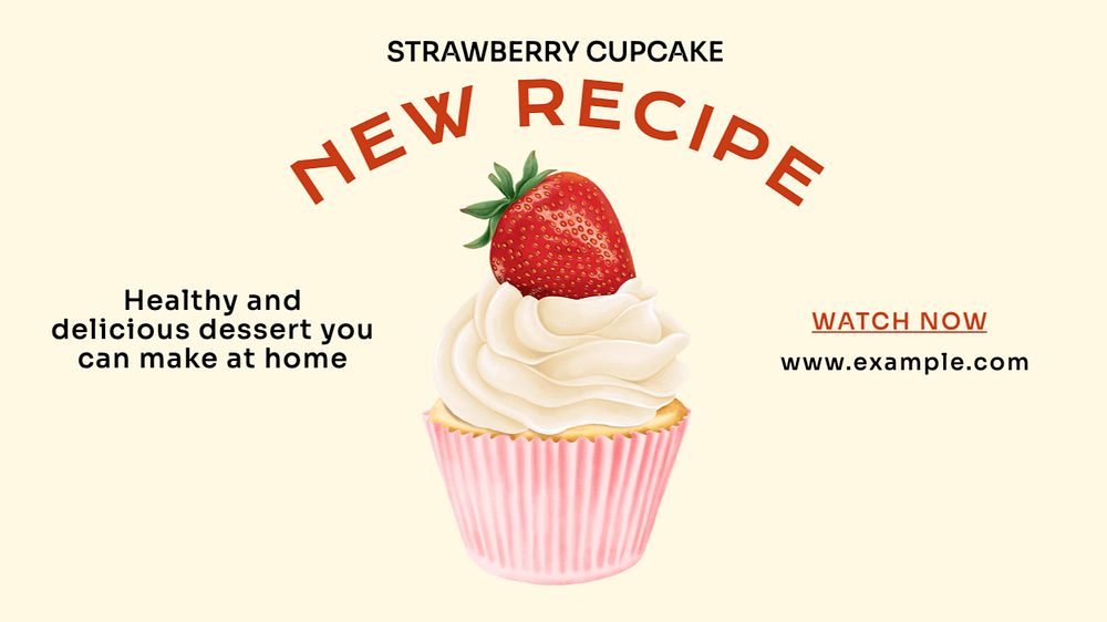 New recipe  blog banner template, editable text