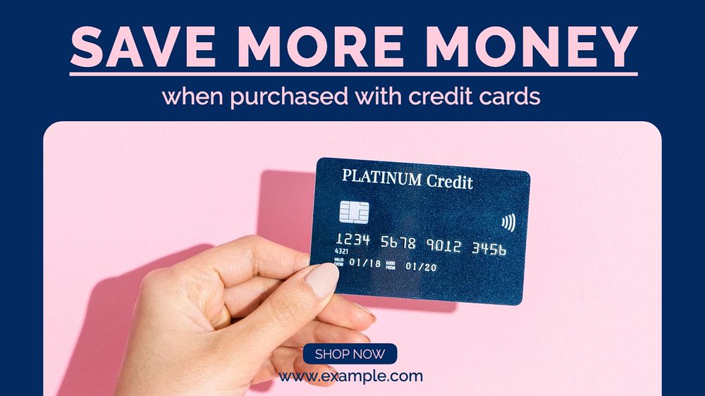 Credit cards  blog banner template, editable text