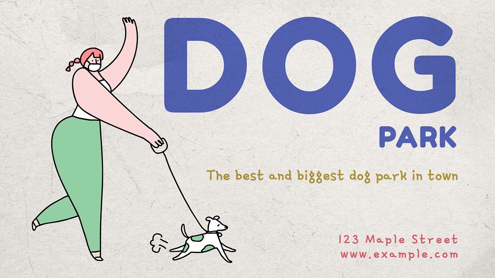 Dog park  blog banner template, editable text