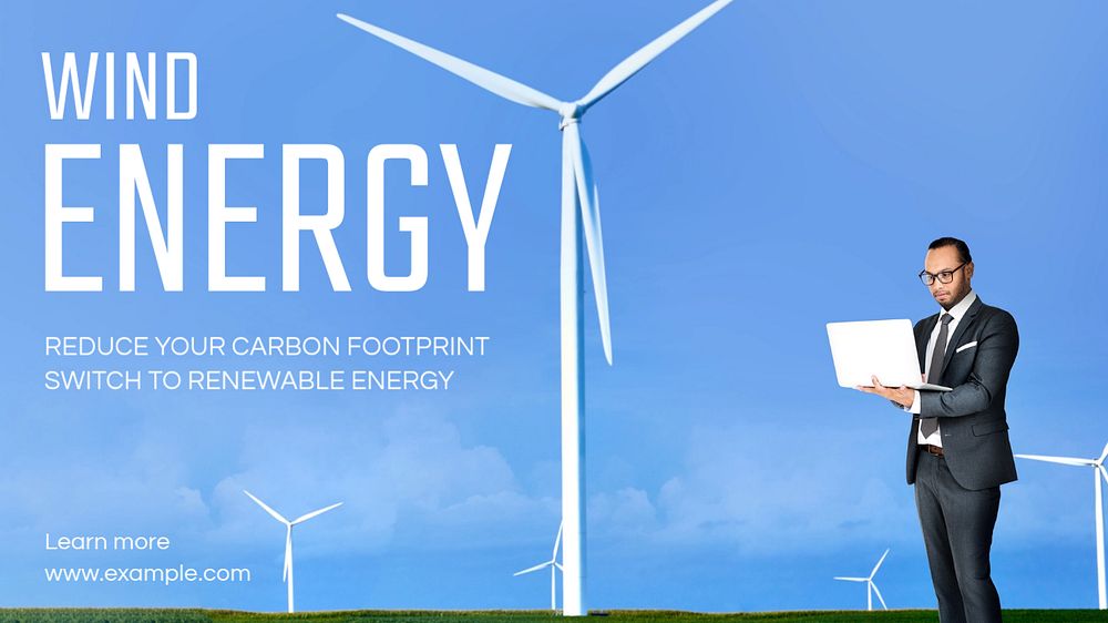 Wind energy blog banner template, editable text