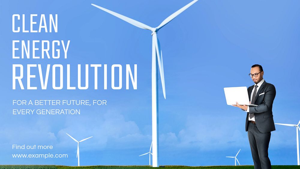 Clean energy revolution blog banner template, editable text