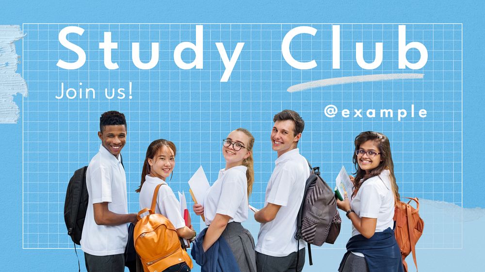 Study club  blog banner template, editable text