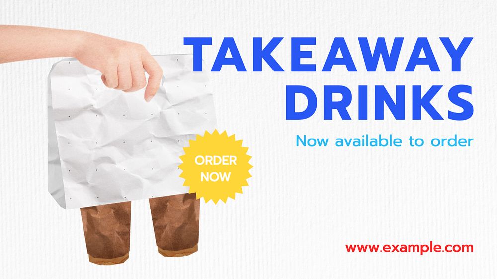 Takeaway drinks  blog banner template, editable text