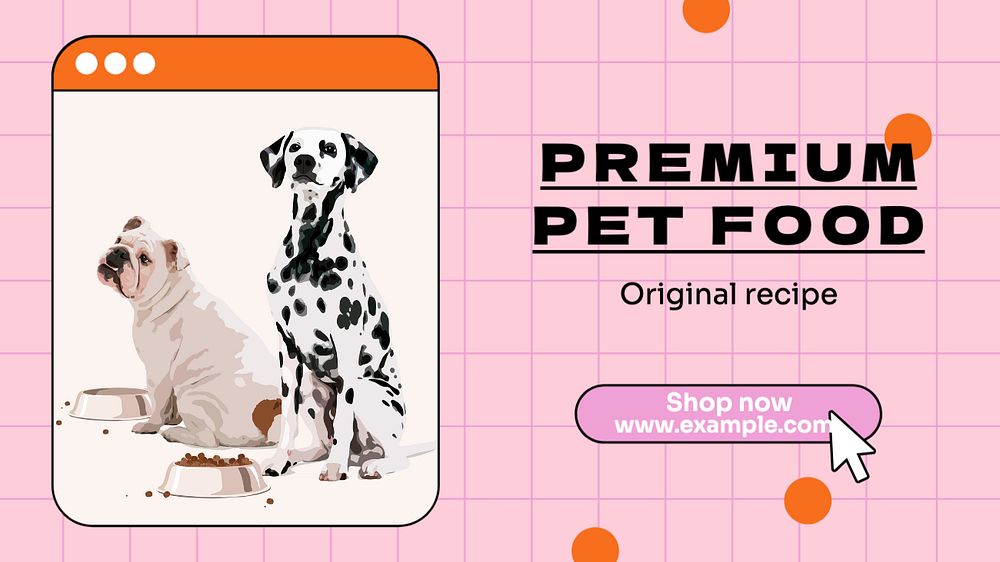 Premium pet food blog banner template, editable text