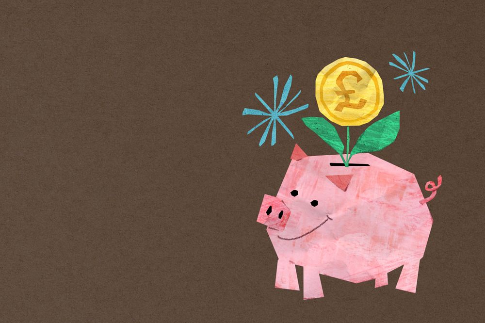 Paper piggy bank background, money saving collage, editable design