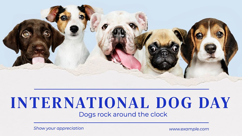International dog day blog banner template, editable text