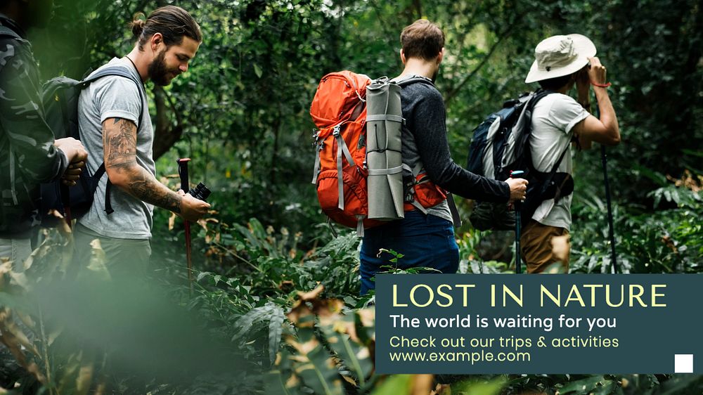 Nature vlog blog banner template, editable text