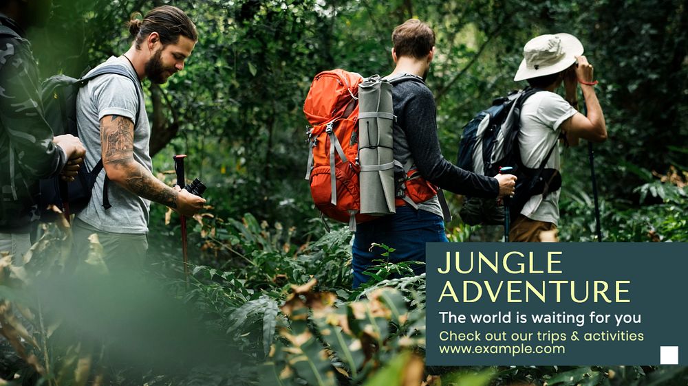 Jungle adventure blog banner template, editable text