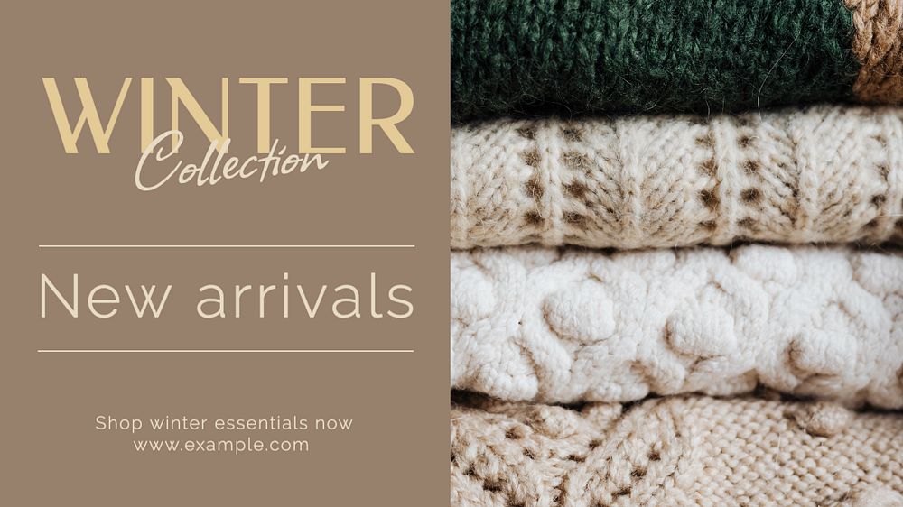 Winter collection  blog banner template, editable text