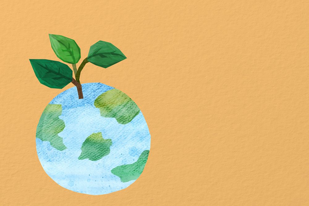 Plant growing on globe paper craft, editable design