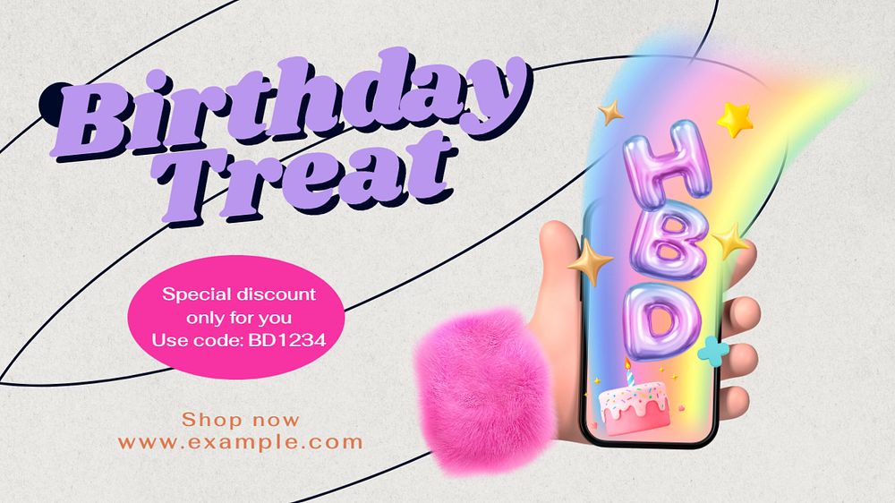 Birthday promotion  blog banner template, editable text