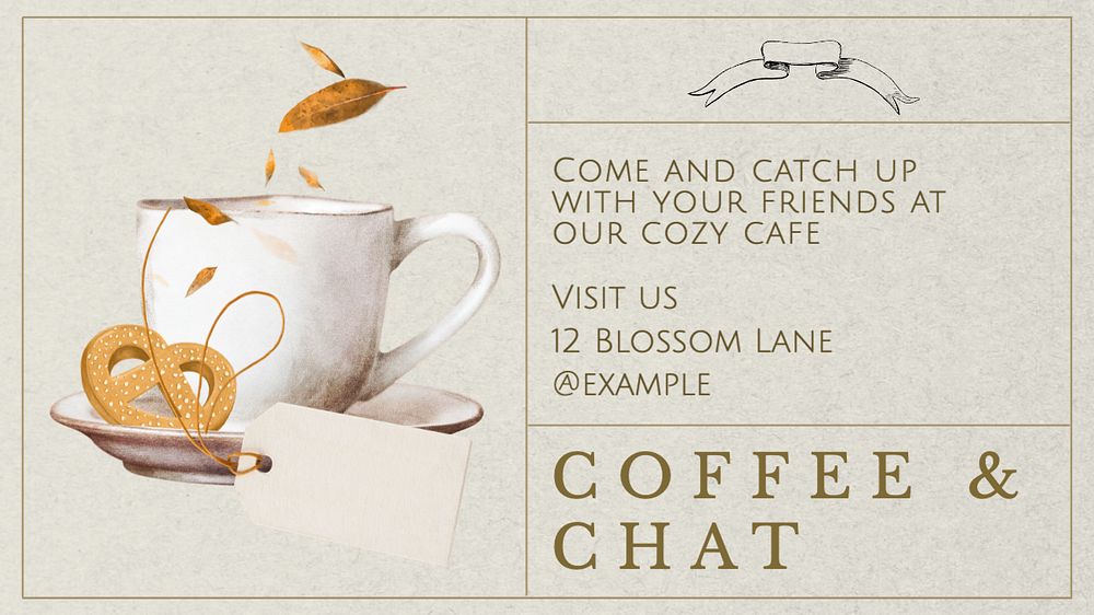 Coffee & chat  blog banner template, editable text