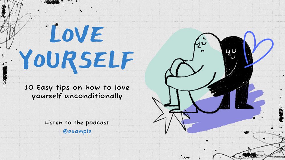 Love yourself blog banner template, editable text