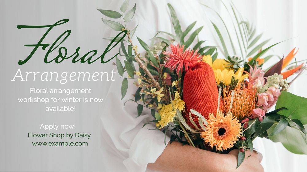 Floral arrangement blog banner template, editable text