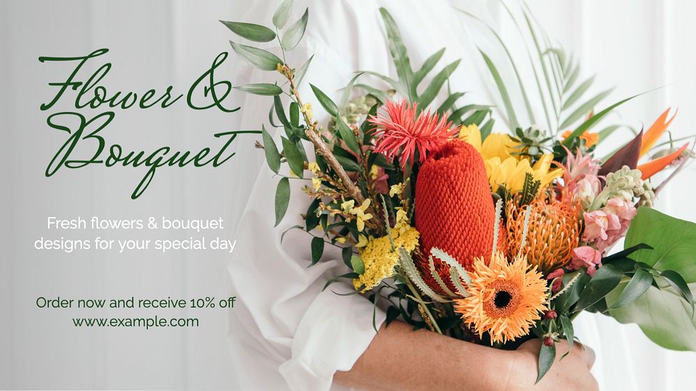 Flower & bouquet blog banner template, editable text