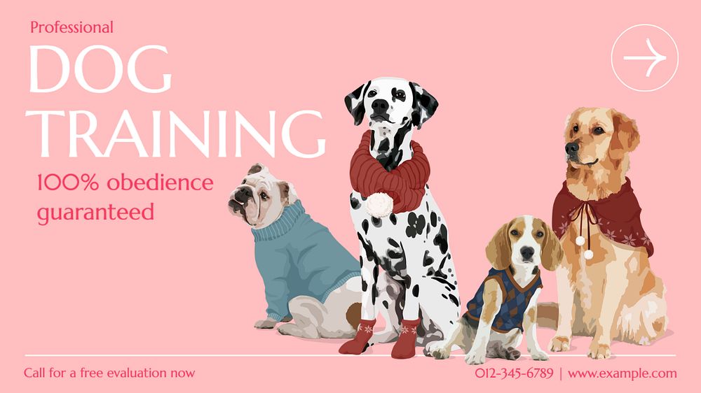 Dog training blog banner template, editable text