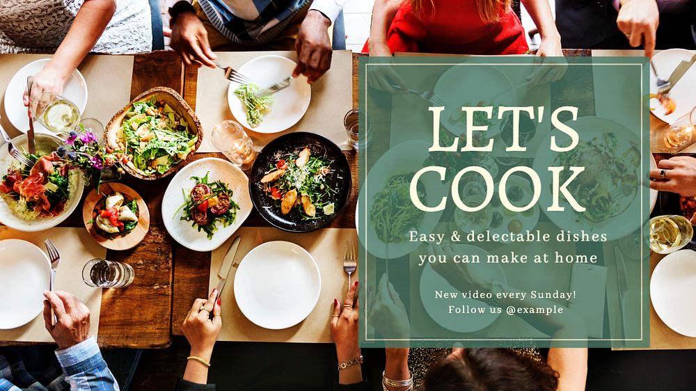 Cooking channel blog banner template, editable text