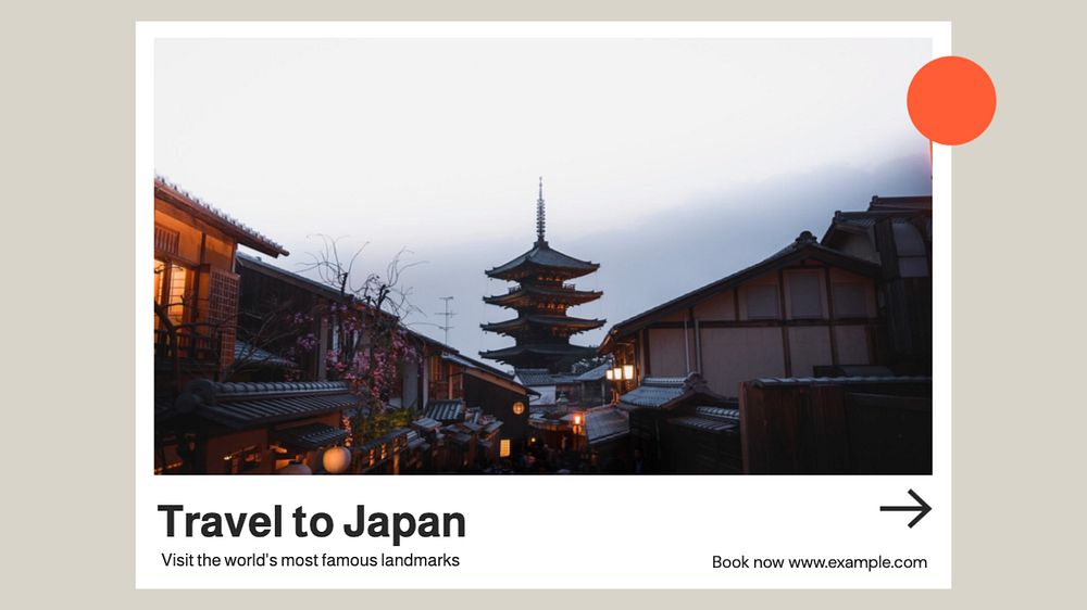 Travel to Japan blog banner template, editable text