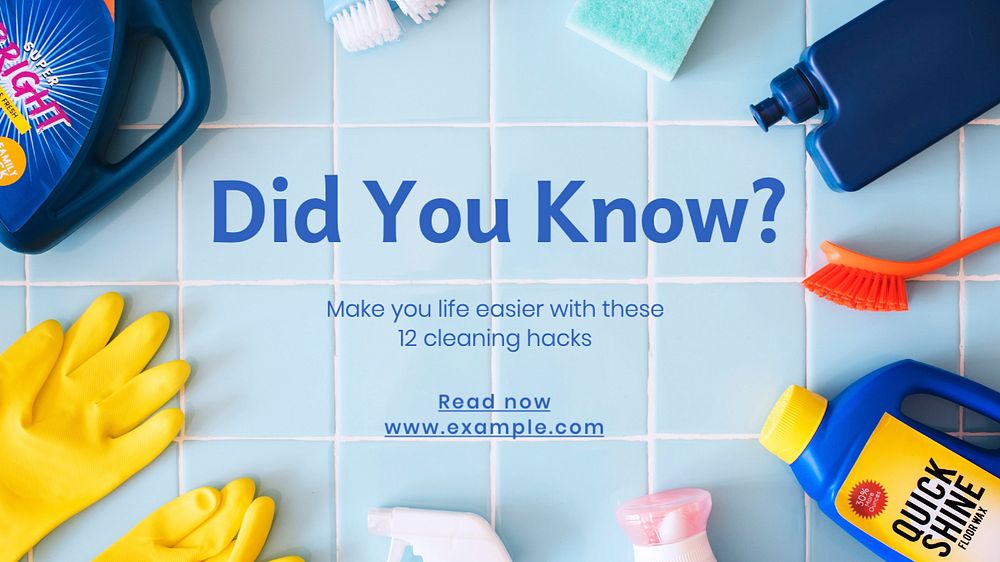 Cleaning hacks blog banner template, editable design