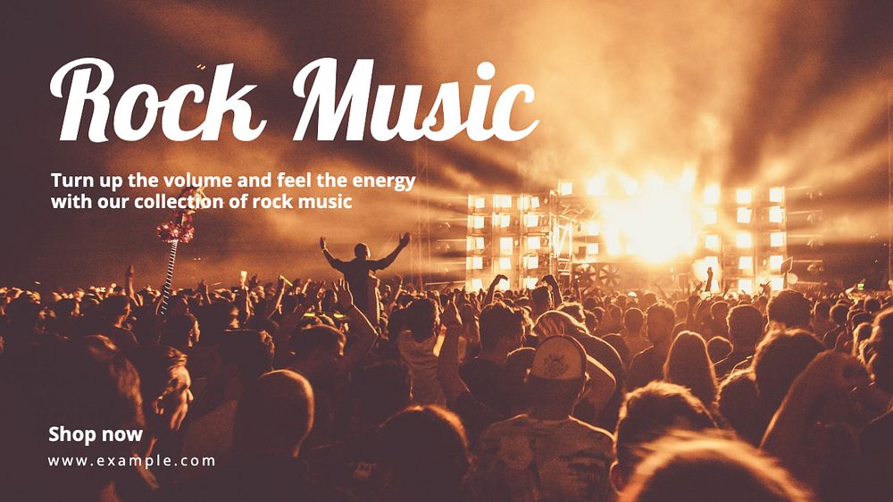 Rock music  blog banner template, editable text