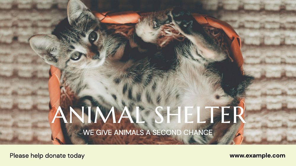 Animal shelter blog banner template, editable text