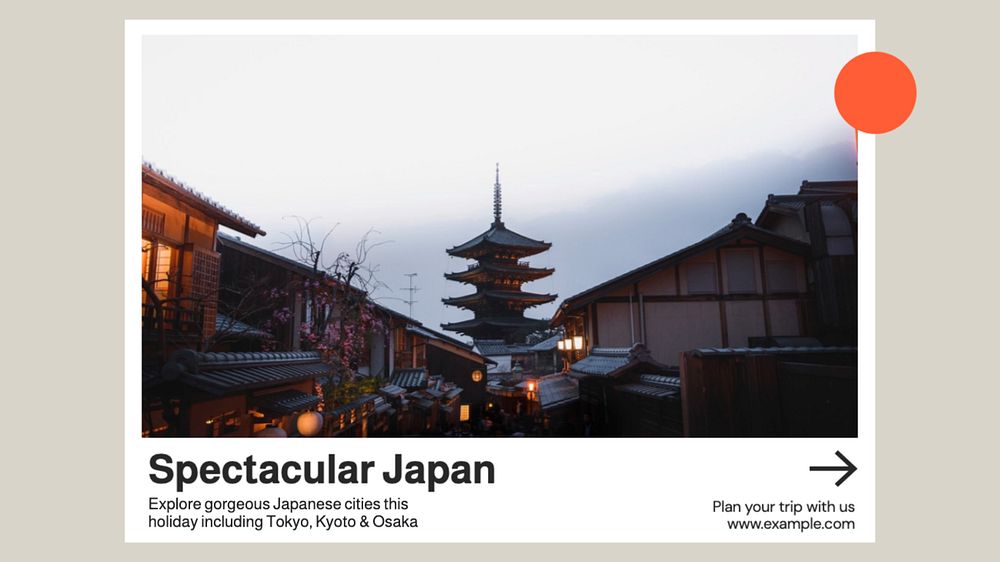 Japan travel blog banner template, editable text