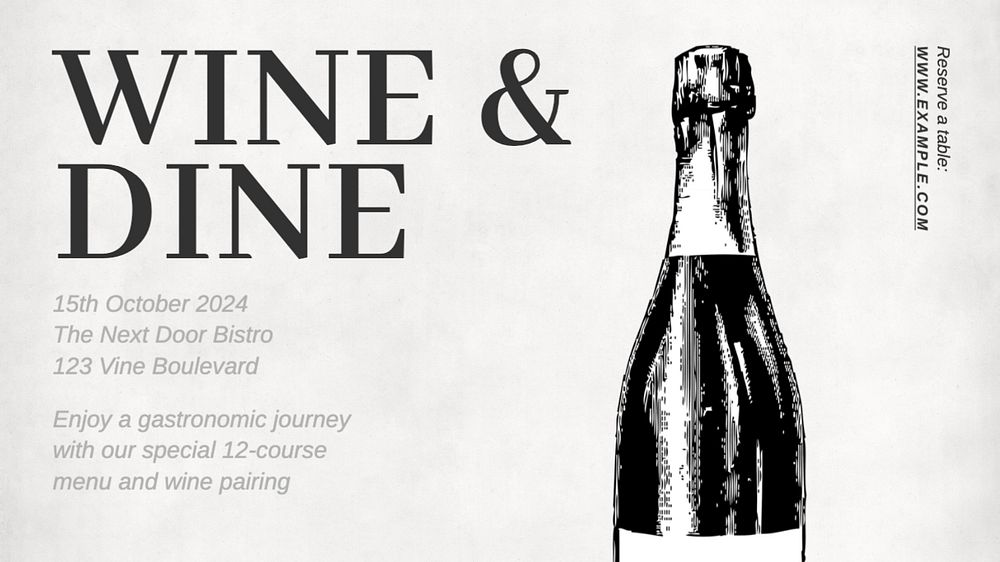 Wine & Dine blog banner template, editable text