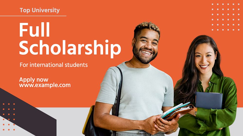 Full scholarship blog banner template, editable text