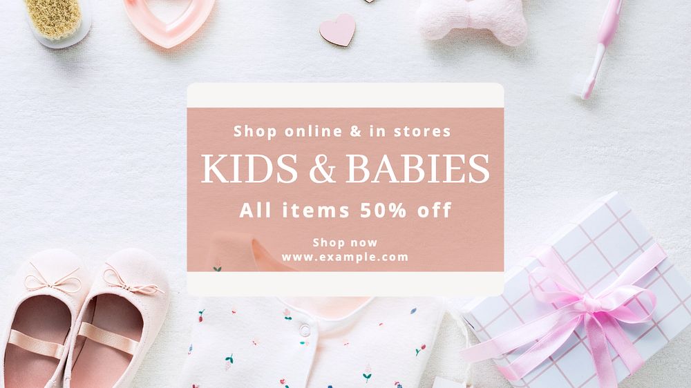 Sale, kid & baby blog banner template, editable text