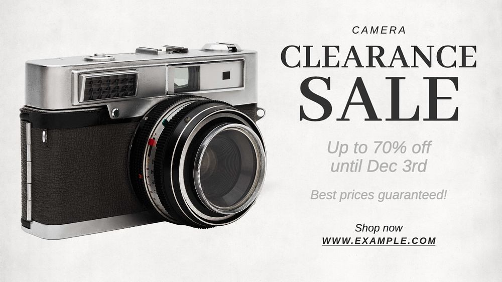 Camera sale blog banner template, editable text