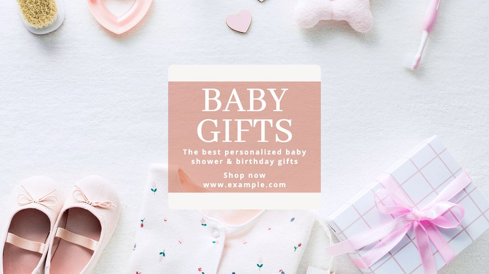 Baby gifts blog banner template, editable text