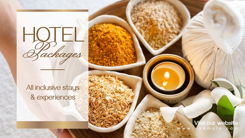 Hotel Packages blog banner template, editable text