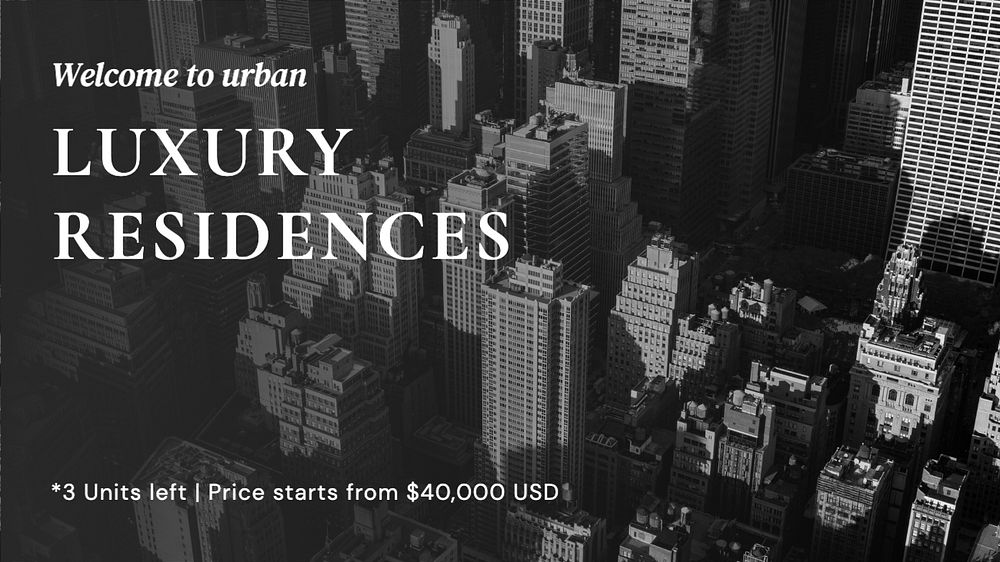 Luxury residences blog banner template, editable text