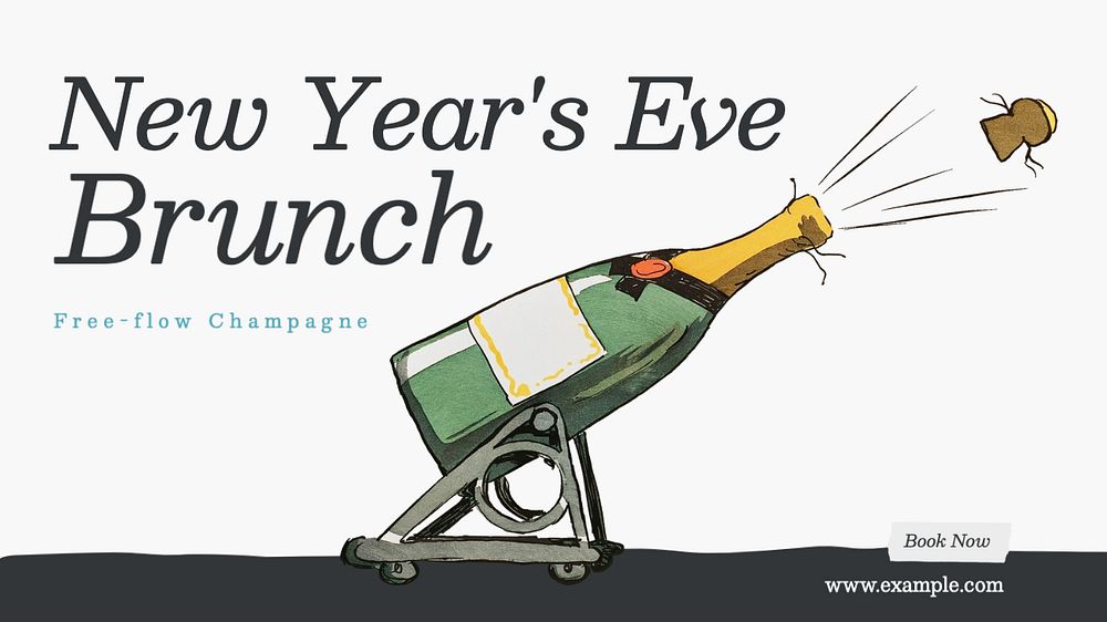 NYE brunch blog banner template, editable text