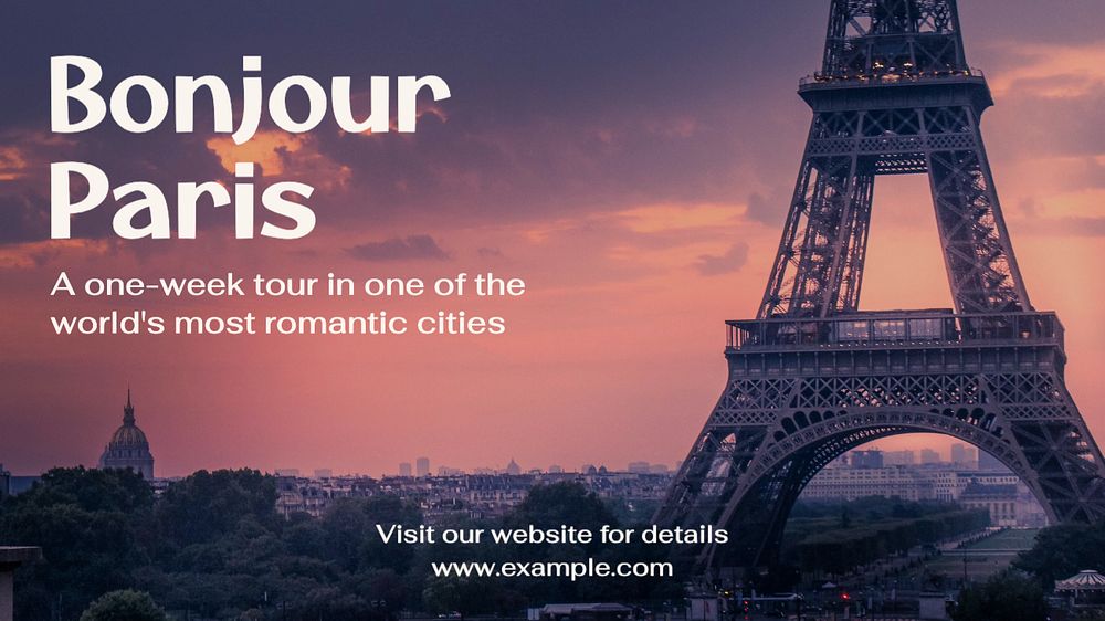 Paris travel blog banner template, editable text