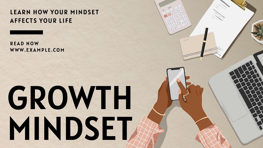 Growth mindset blog banner template, editable text