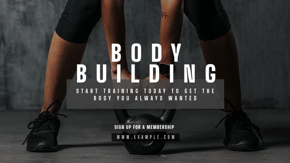 Body building blog banner template, editable text