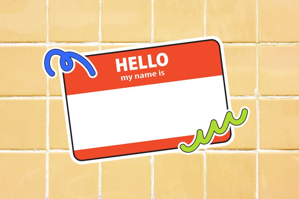 Hello my name is badge, editable design