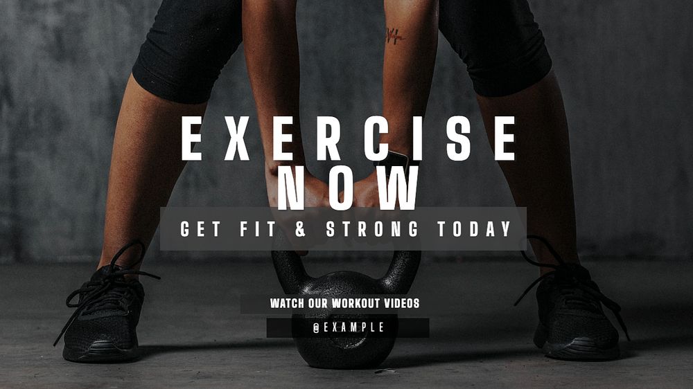 Exercise now blog banner template, editable text