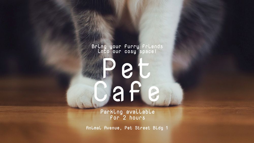 Pet cafe blog banner template, editable text