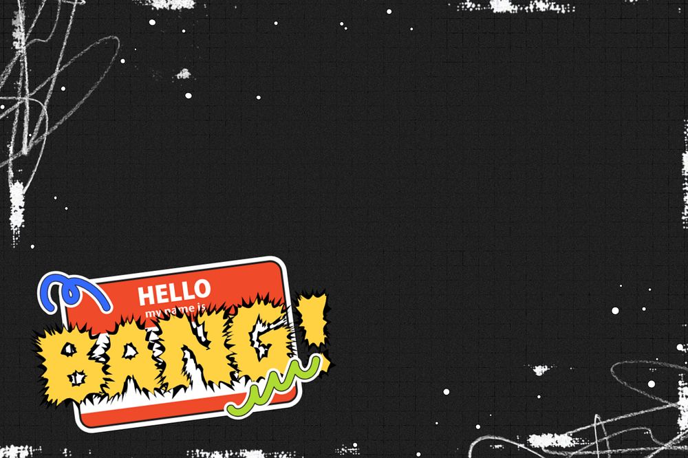 Black grunge background, BANG! typography tag, editable design