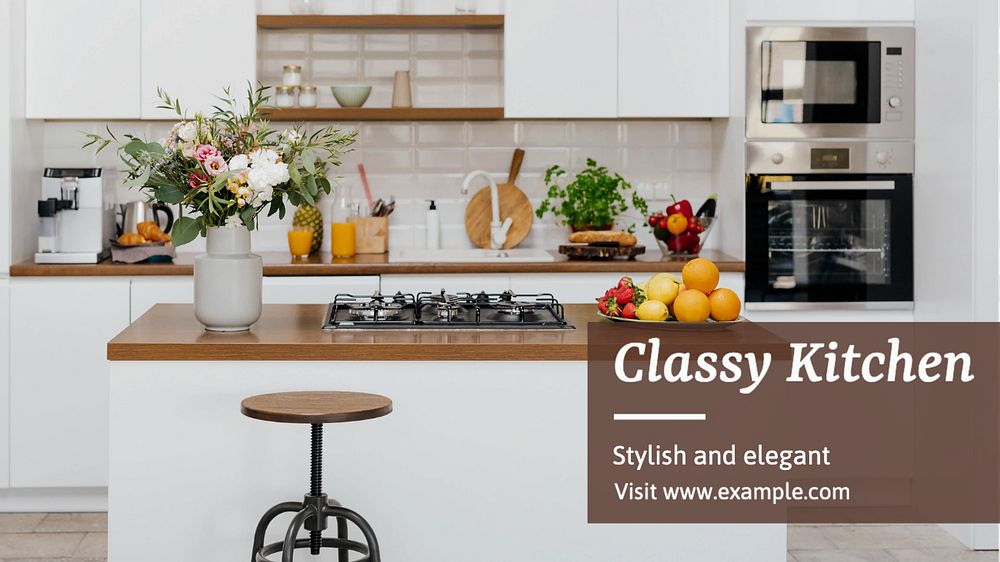 Classy kitchen  blog banner template, editable text