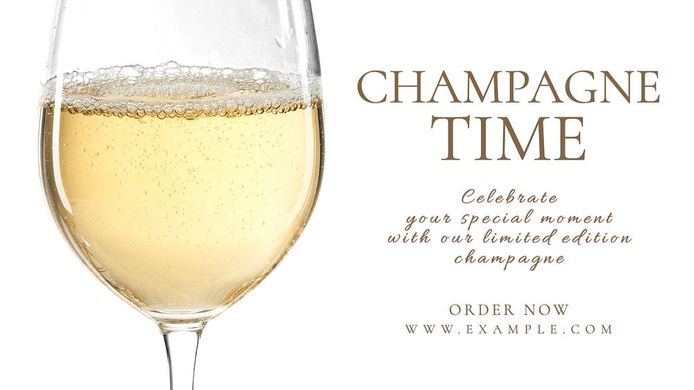 Champagne time blog banner template, editable text