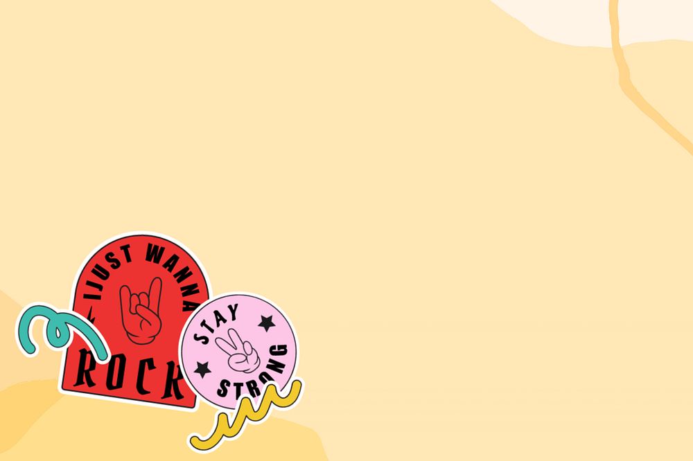 Pastel orange background, rock n' roll sticker, editable design