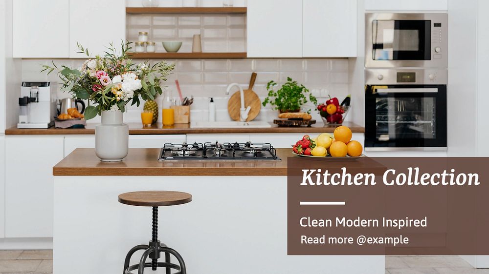 Kitchen  blog banner template, editable text