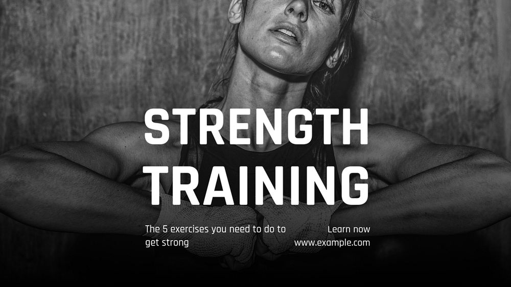 Strength training blog banner template, editable text