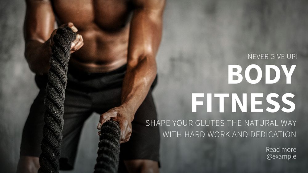 Fitness blog banner template, editable text