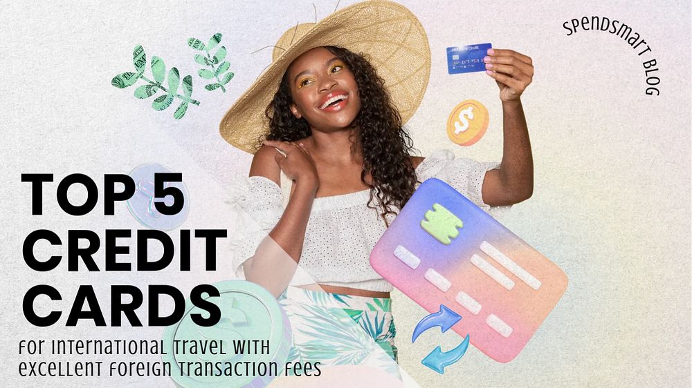 Credit cards blog banner template, editable text
