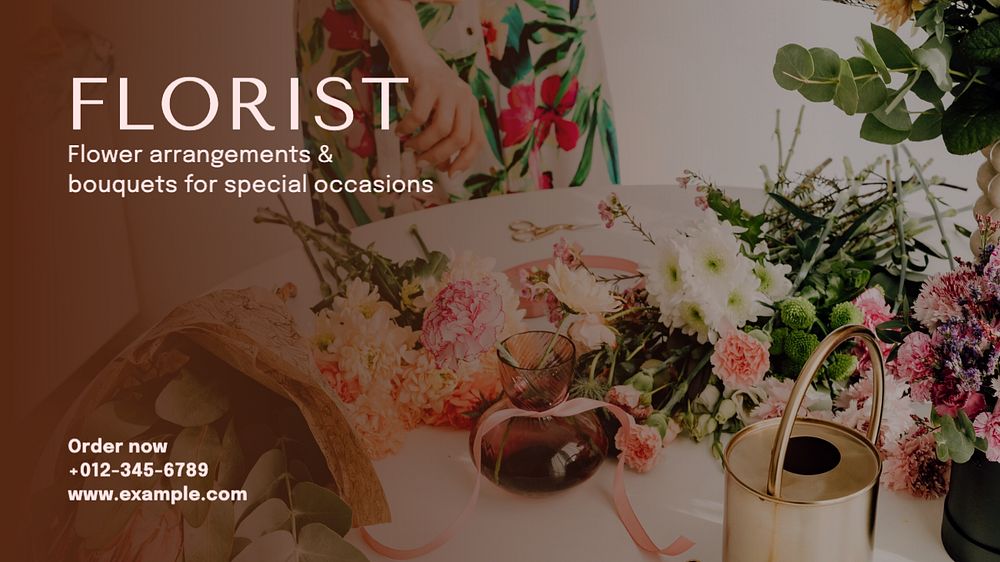 Florist blog banner template, editable text