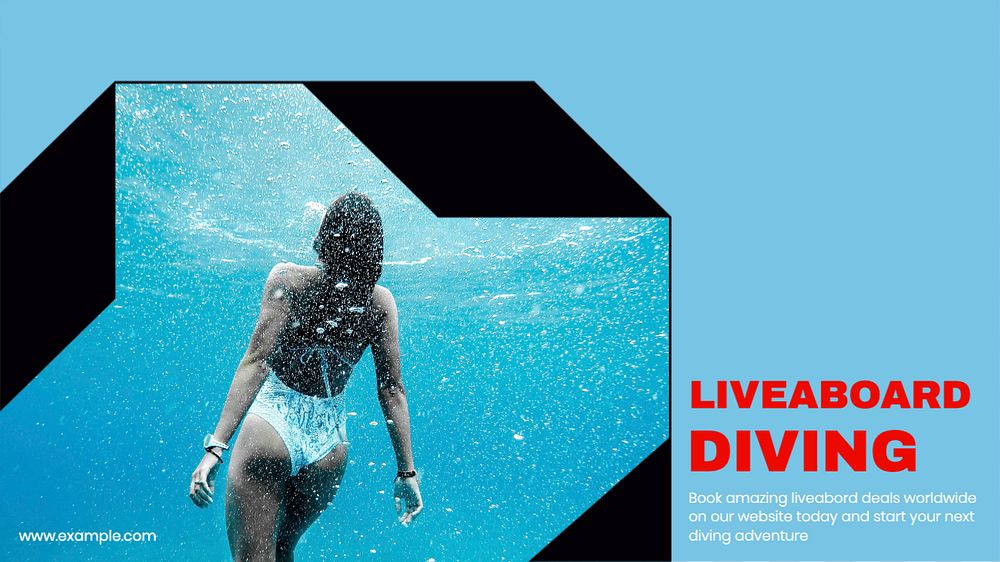 Liveaboard diving blog banner template, editable text